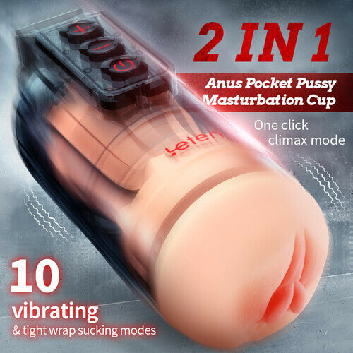 Leten Grenade Blowjob Simulator 10 Vibrating 2 in 1 Fleshlight & Pussy Pocket APP Control