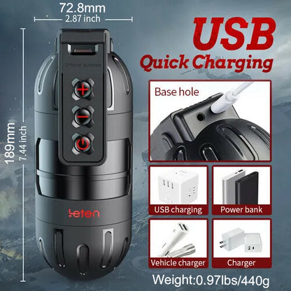 Leten Grenade Blowjob Simulator 10 Vibrating 2 in 1 Fleshlight & Pussy Pocket APP Control